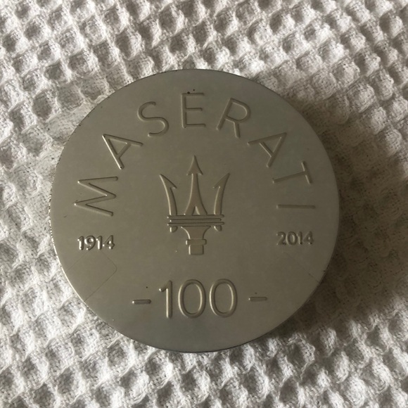 Maserati Super Cute Small Silver Tin Container W/Lid 1914-2014-100 Yrs / - Picture 1 of 2